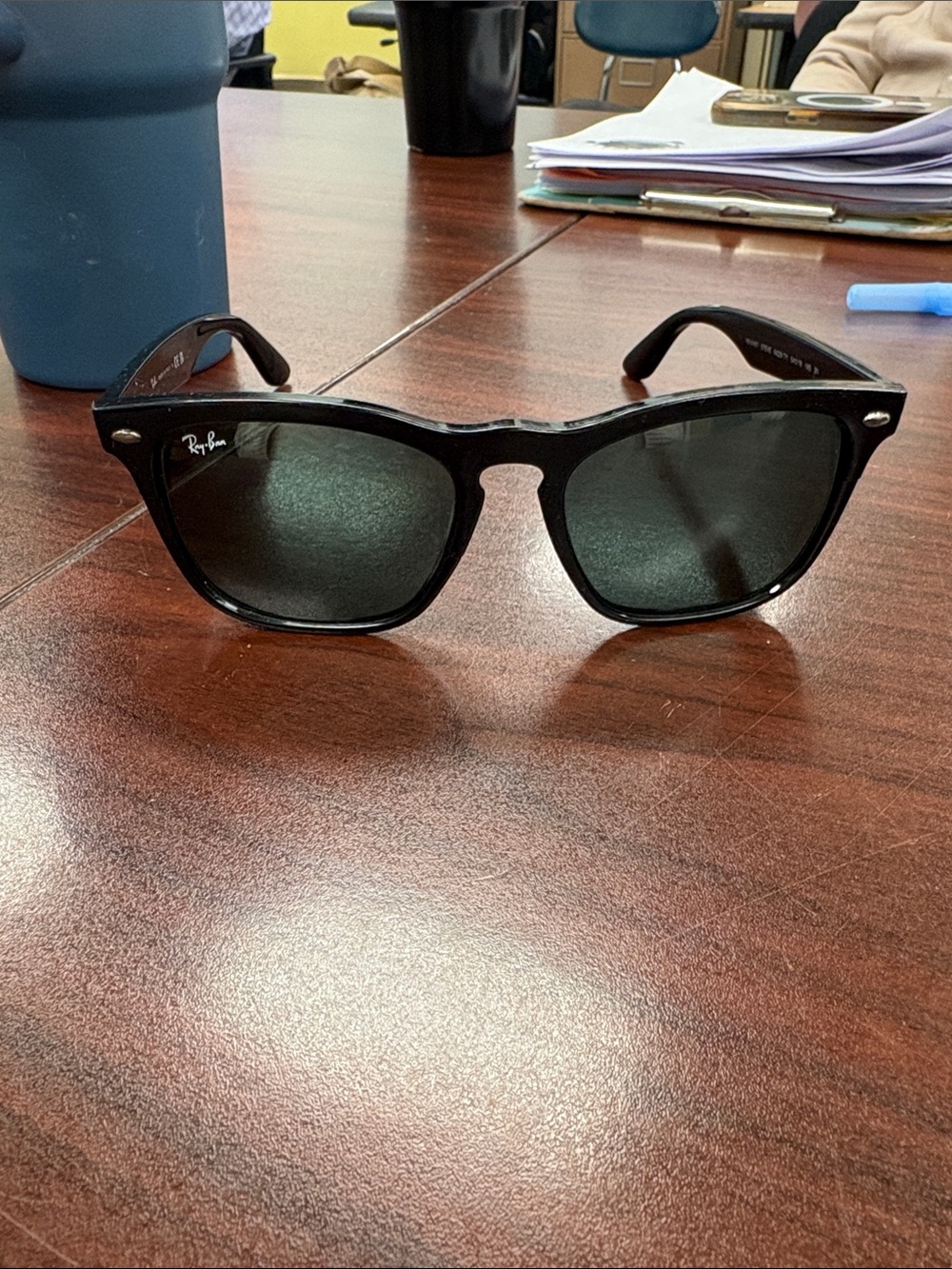 Ray-Ban Black Frame with Dark Green Lenses Sunglasses